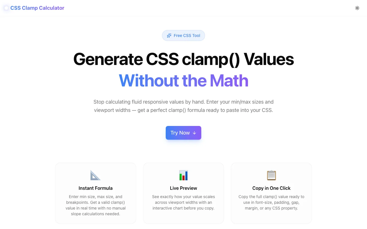 CSS Clamp Calculator screenshot
