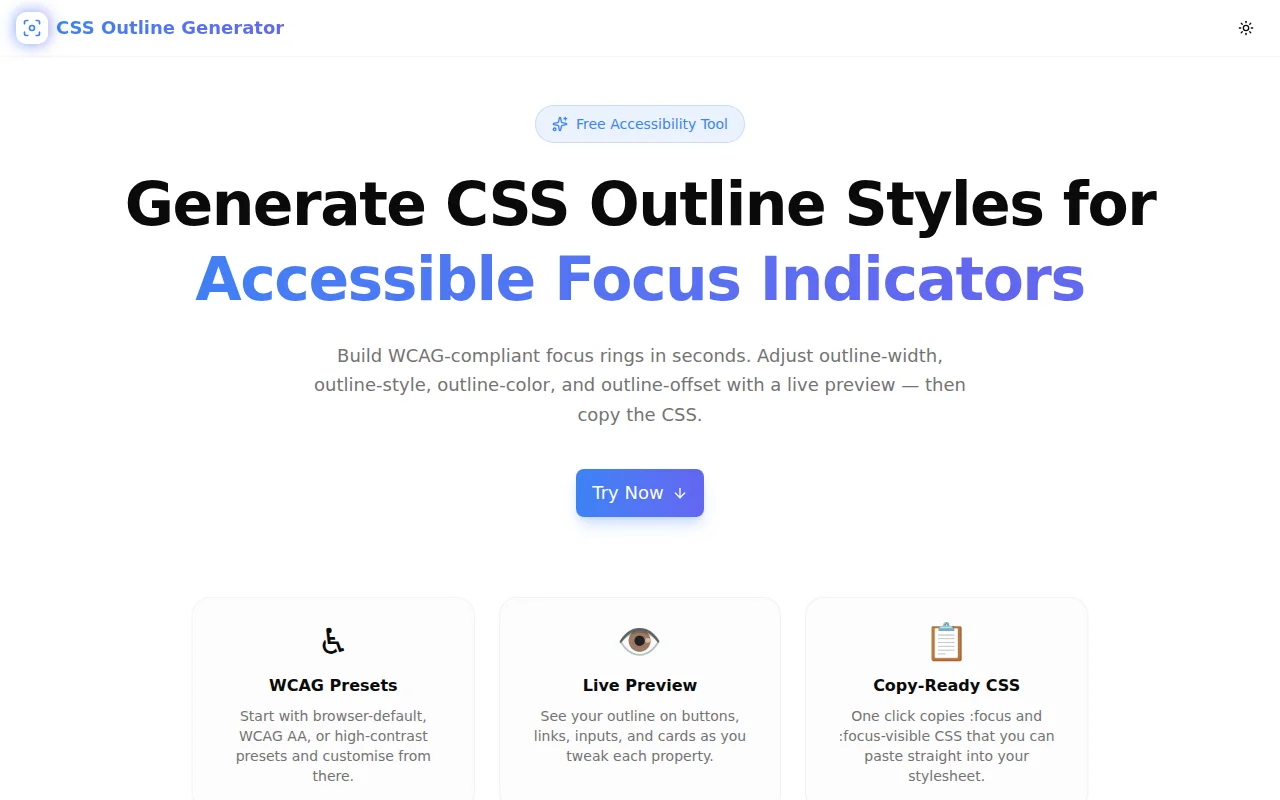CSS Outline Generator screenshot