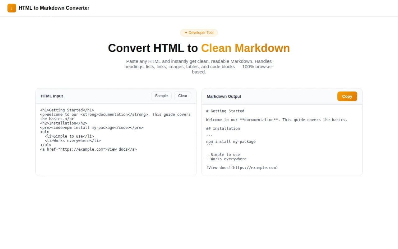 HTML to Markdown Converter screenshot