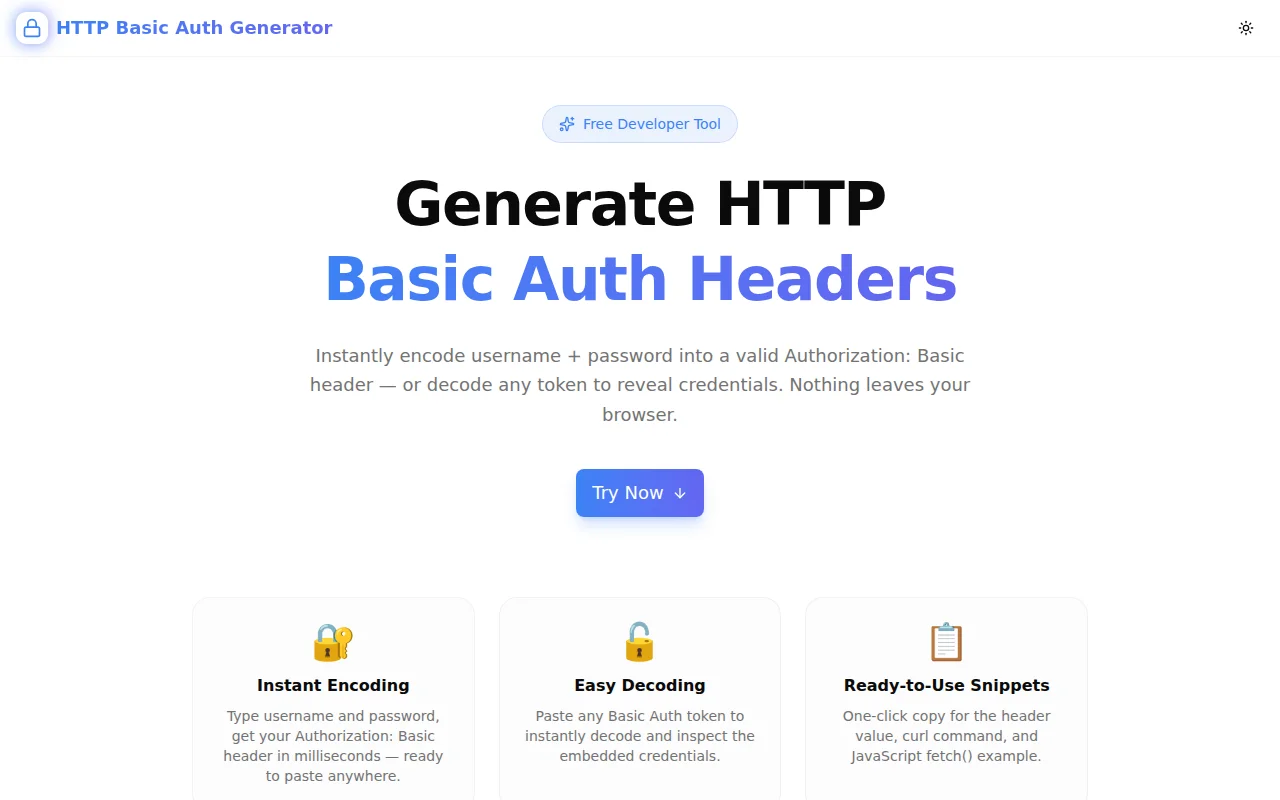 HTTP Basic Auth Generator screenshot