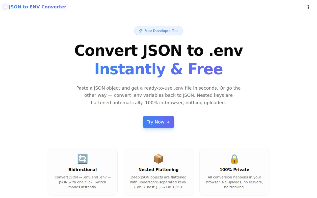 JSON to ENV Converter screenshot