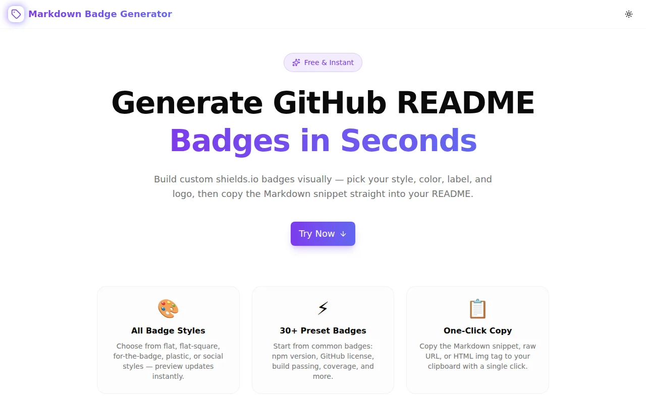 Markdown Badge Generator screenshot