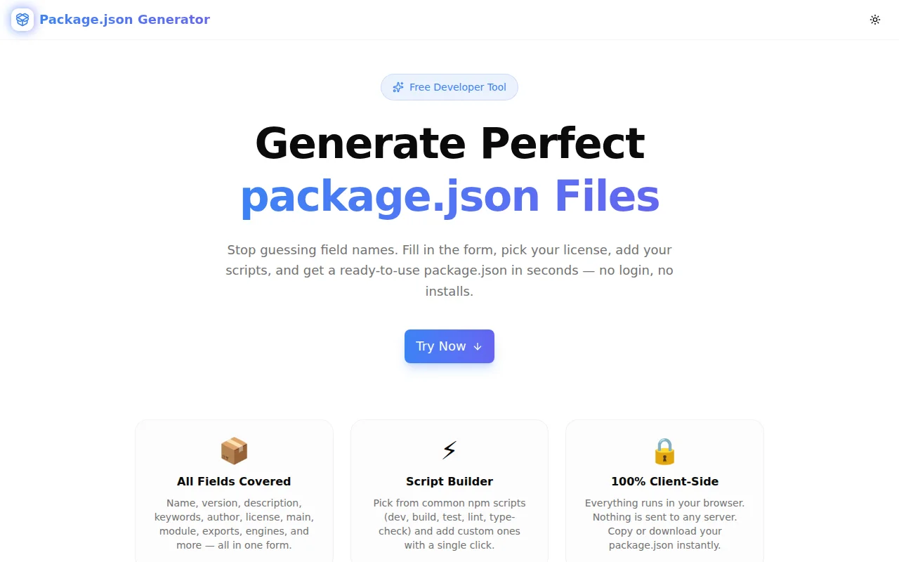 Package.json Generator screenshot