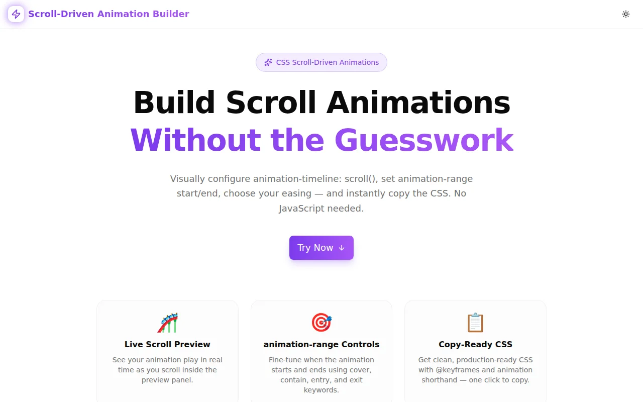 Scroll-Driven Animation Builder screenshot