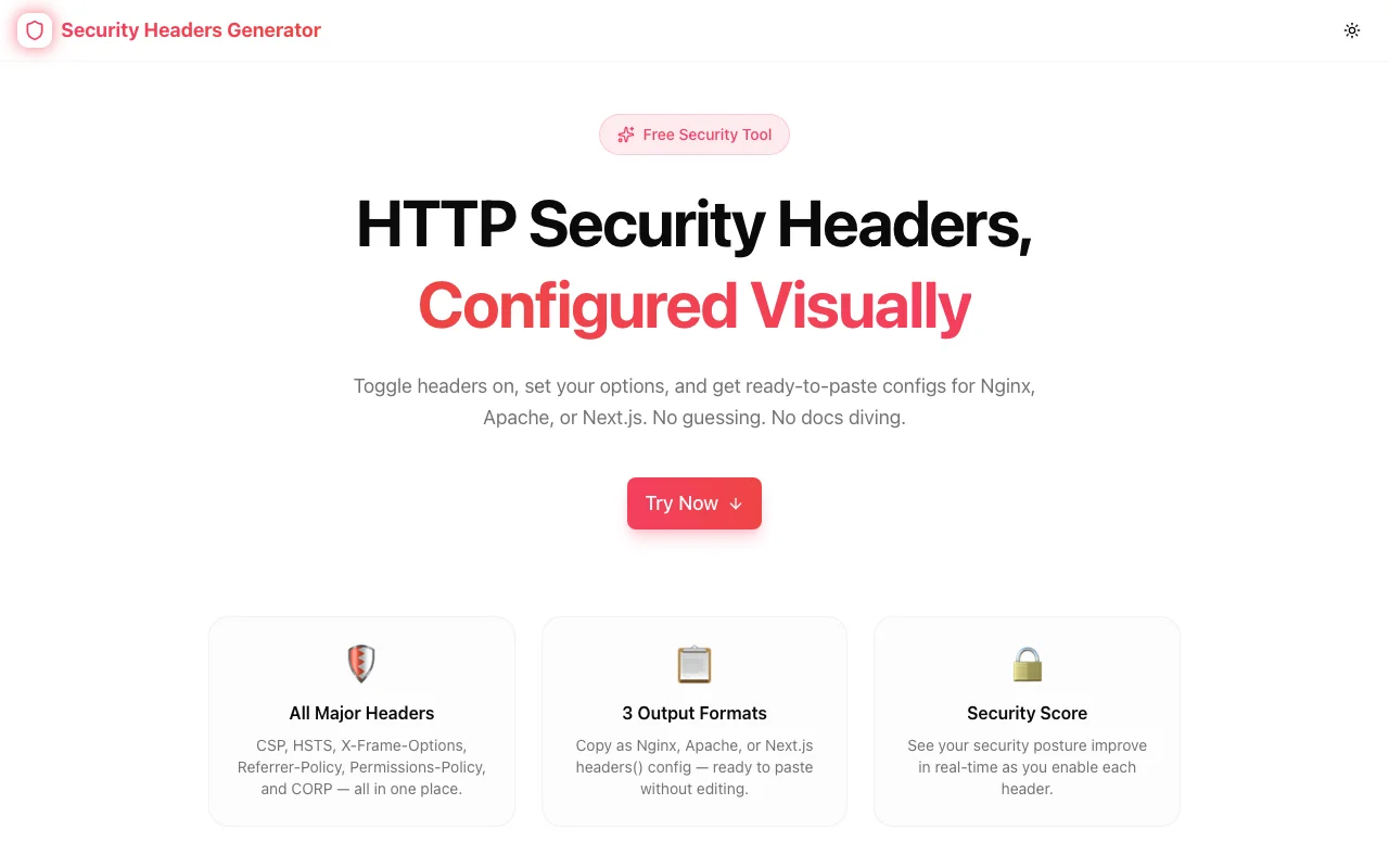 Security Headers Generator screenshot