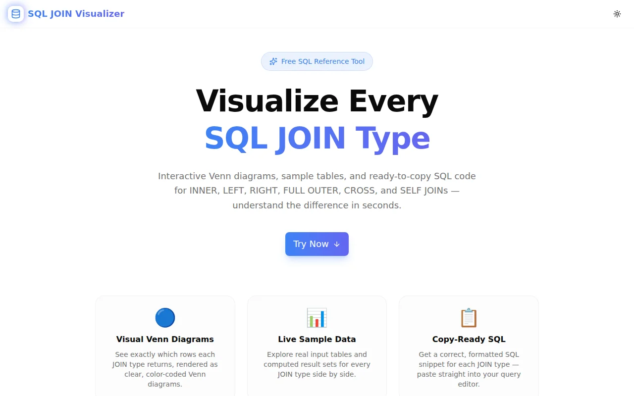 SQL JOIN Visualizer screenshot