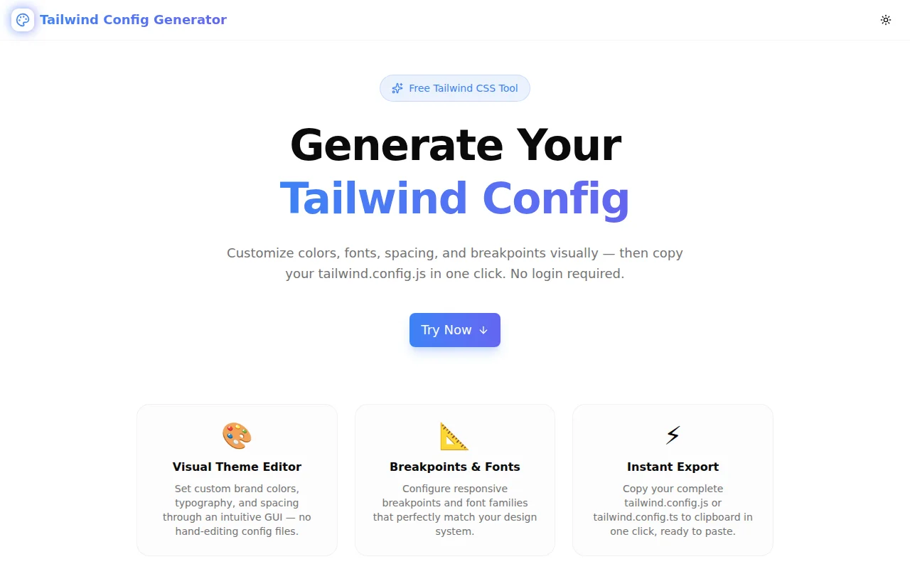Tailwind Config Generator screenshot